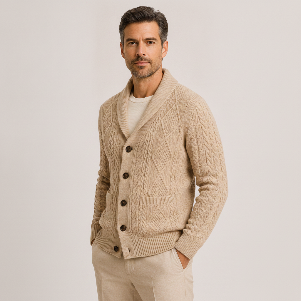 Men's Shawl Collar Cardigan | Soft Knit Smart Casual Sweater