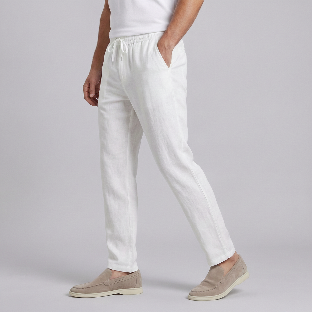 Men's Wide Leg Linen Trousers | Relaxed Linen-Cotton Blend Pants