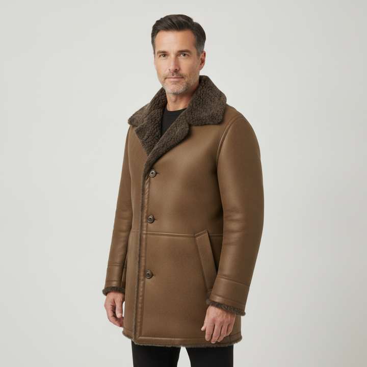 Nolan | Faux Fur Lined Sherpa Lapel Long Coat