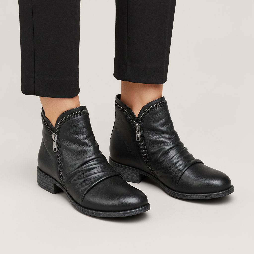Ankle Boots | Leather-Look Side-Zip Ankle Boots