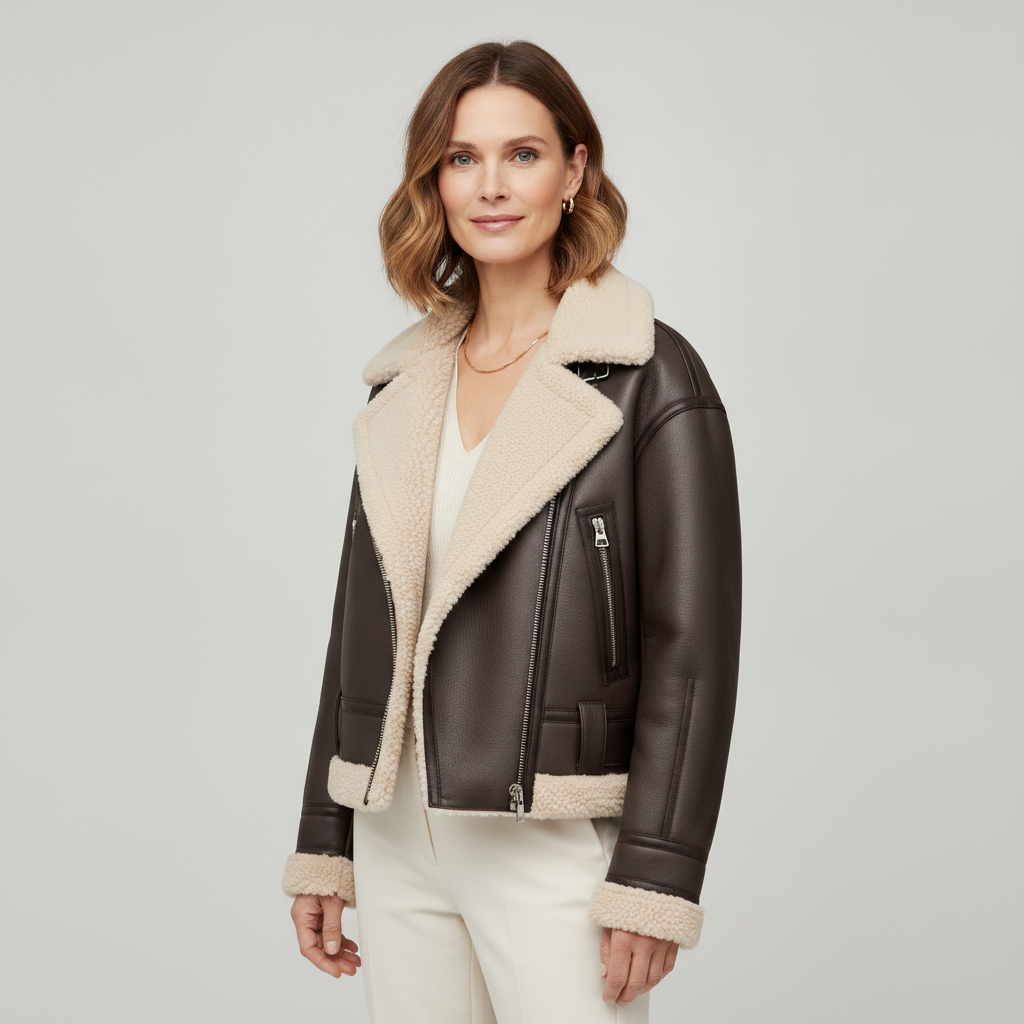 Aviator | Faux Shearling Belted Biker Jacket