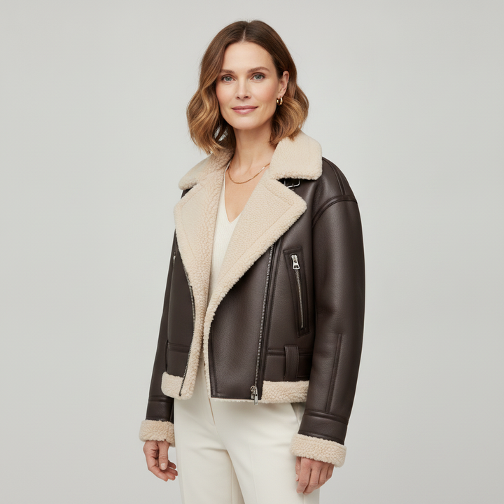 Aviator | Faux Shearling Belted Biker Jacket