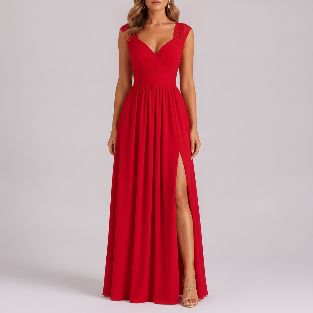 Lace Shoulder | Formal Lace-Detail Maxi Dress