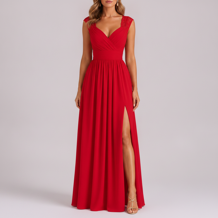 Lace Shoulder | Formal Lace-Detail Maxi Dress