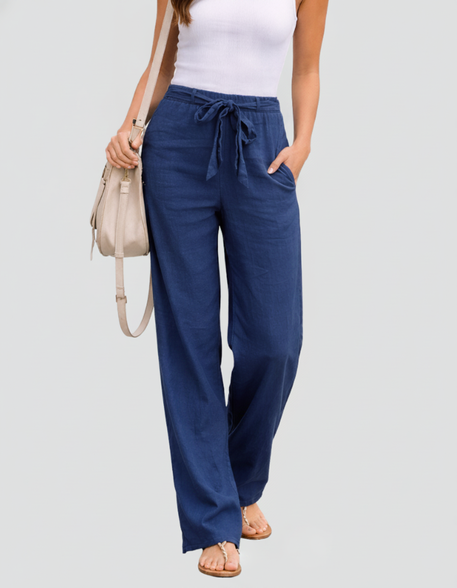 Linen Trousers | Relaxed Wide Leg Drawstring Waist