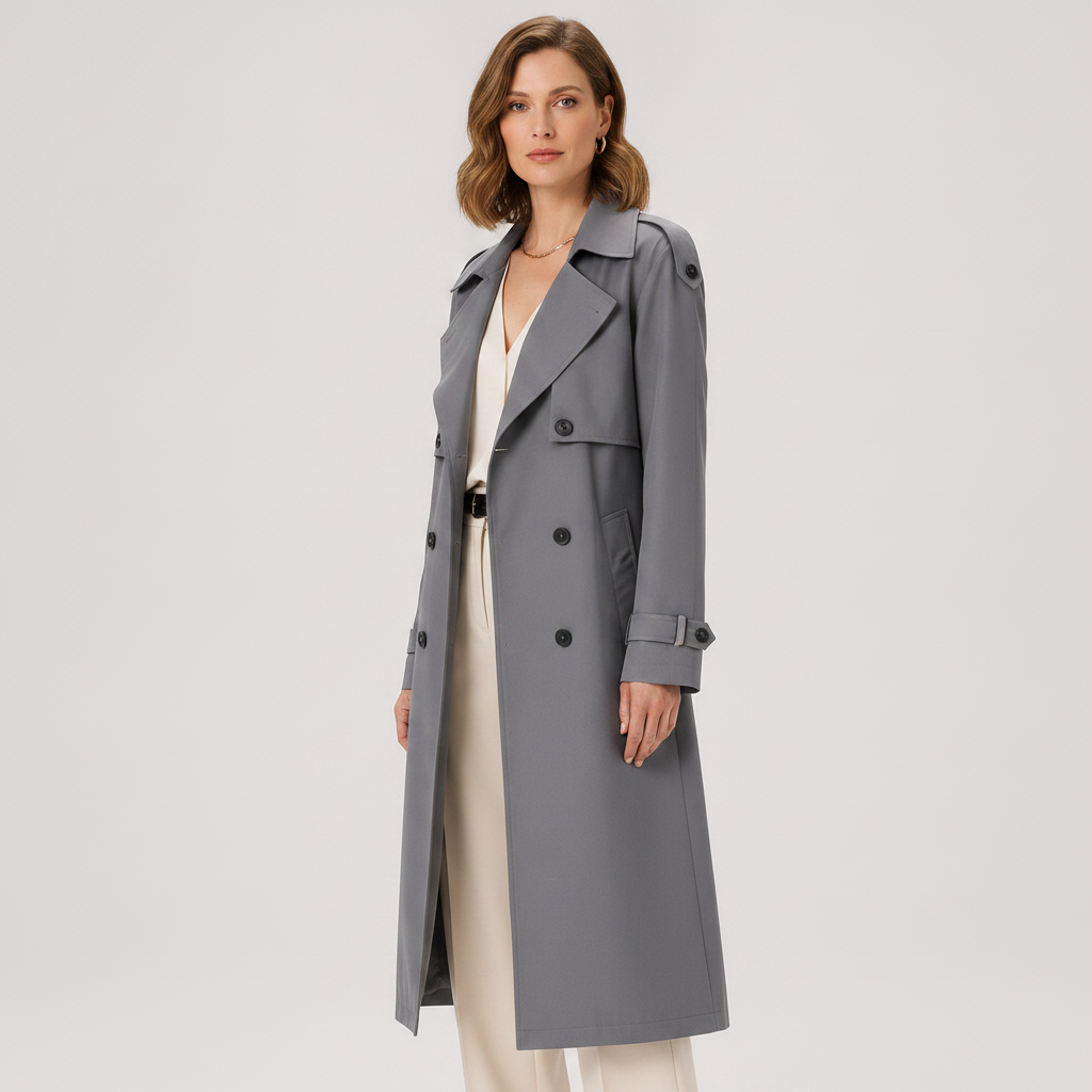 Long Trench Coat | Double-Breasted Belted Classic Outerwear
