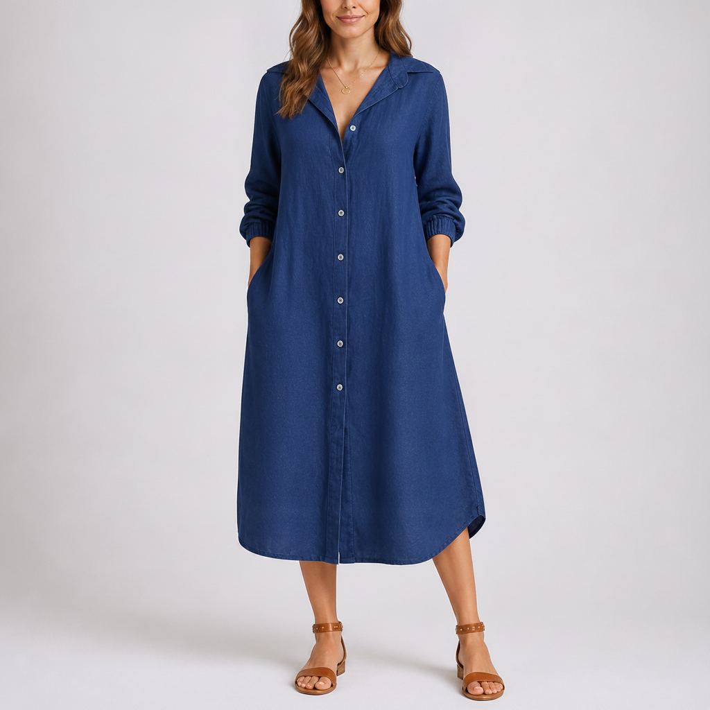 Relaxed | Button-Front Collared Shirt Dress