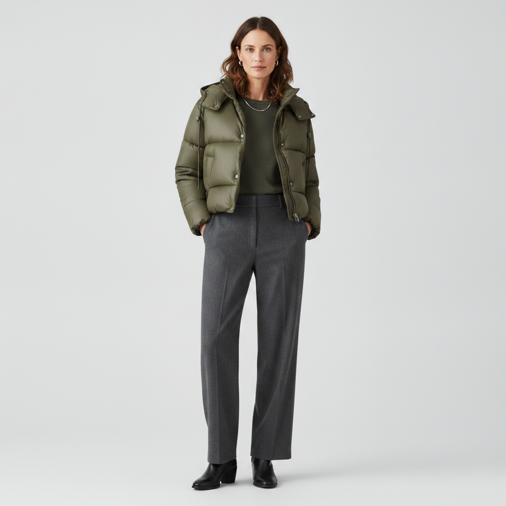 Standing Neck | Hooded Short Cotton Jacket