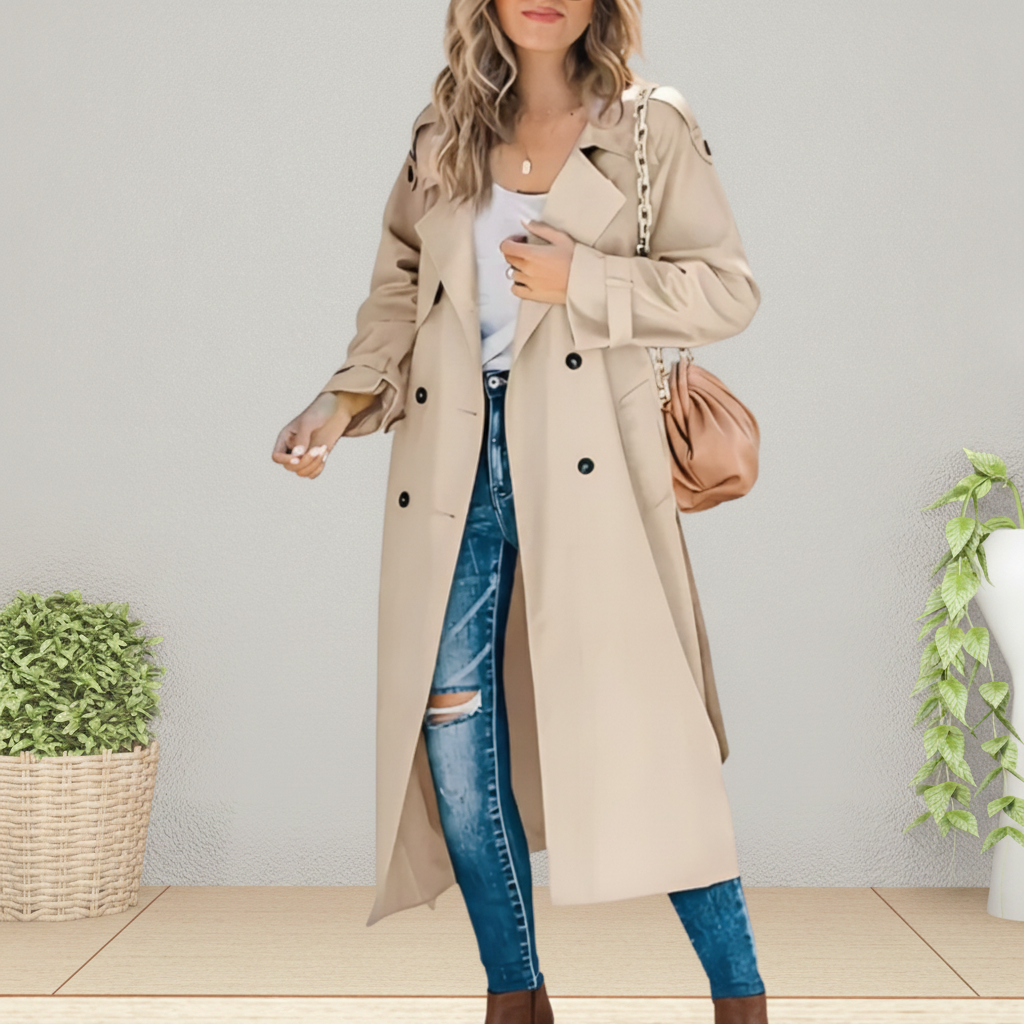 Trench Coat | Double-Breasted Notched Collar Coat