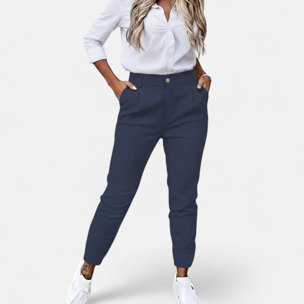 Valmonti | High-Waist Slim-Fit Tailored Trousers