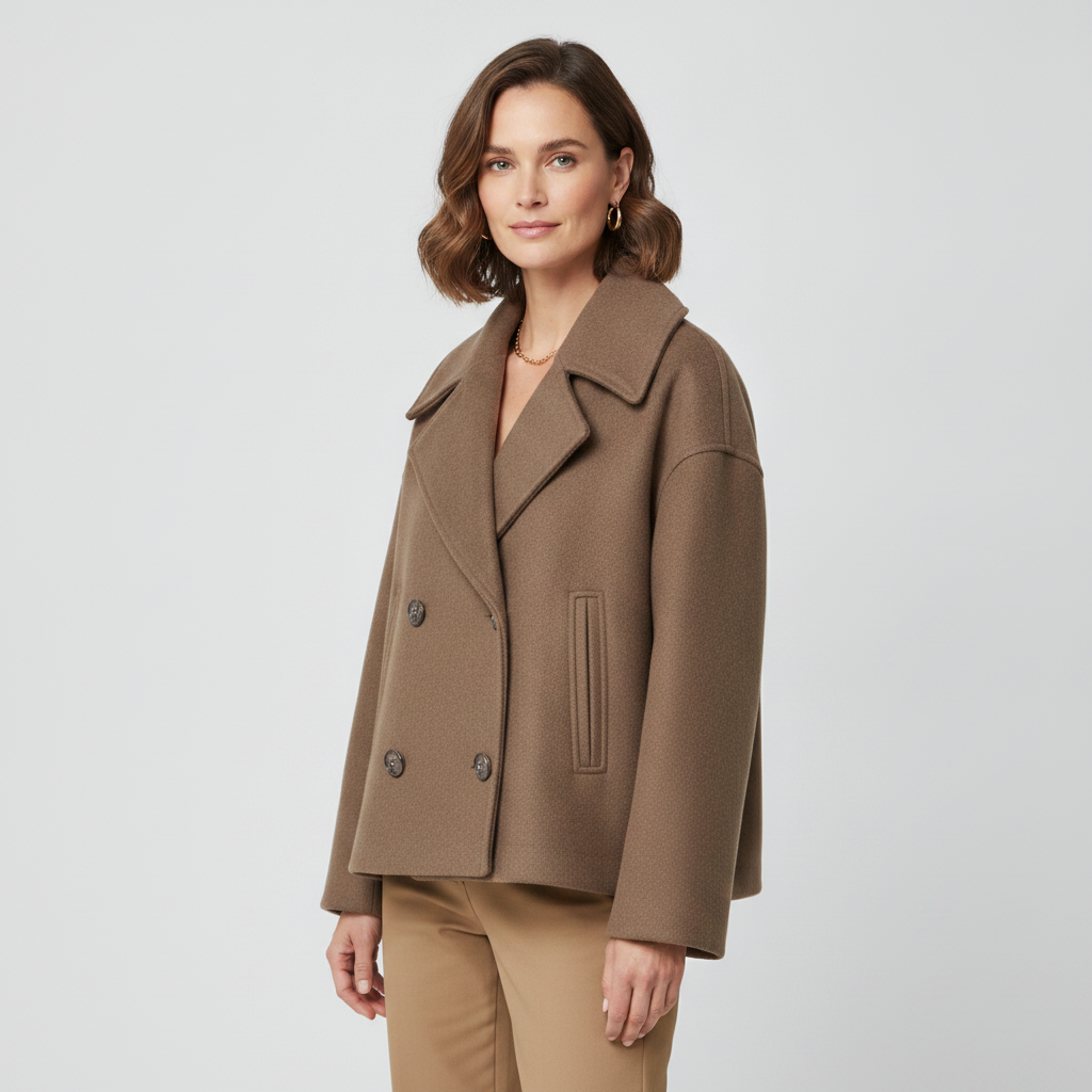 Veroux Mode | Women's Double-Breasted Wool-Blend Coat