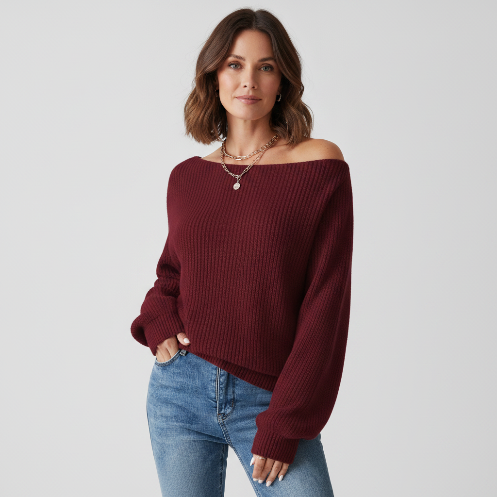 Veroux | Off-Shoulder Soft Knit Jumper