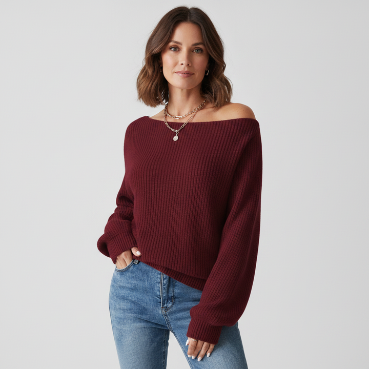 Veroux | Off-Shoulder Soft Knit Jumper