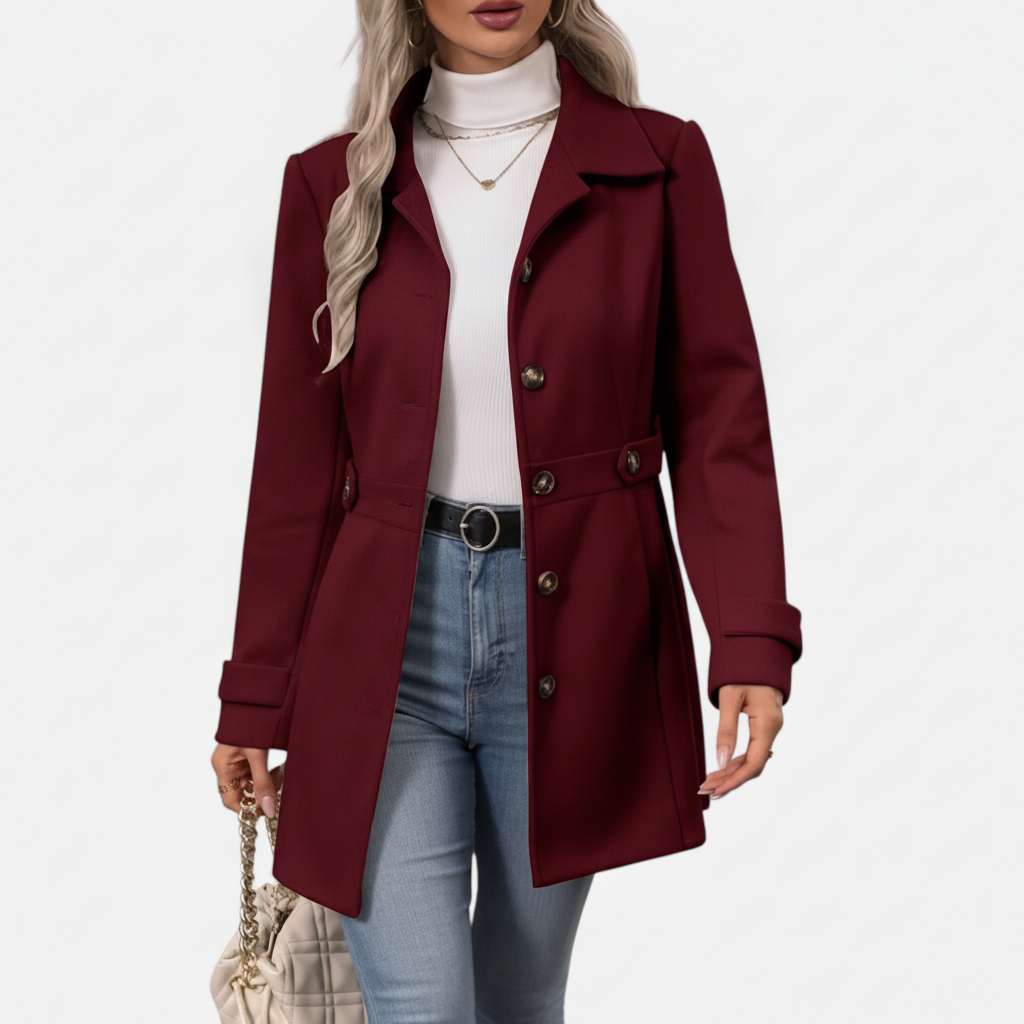 Veroux | Women's Classic Tweed Waist-Cinched Coat