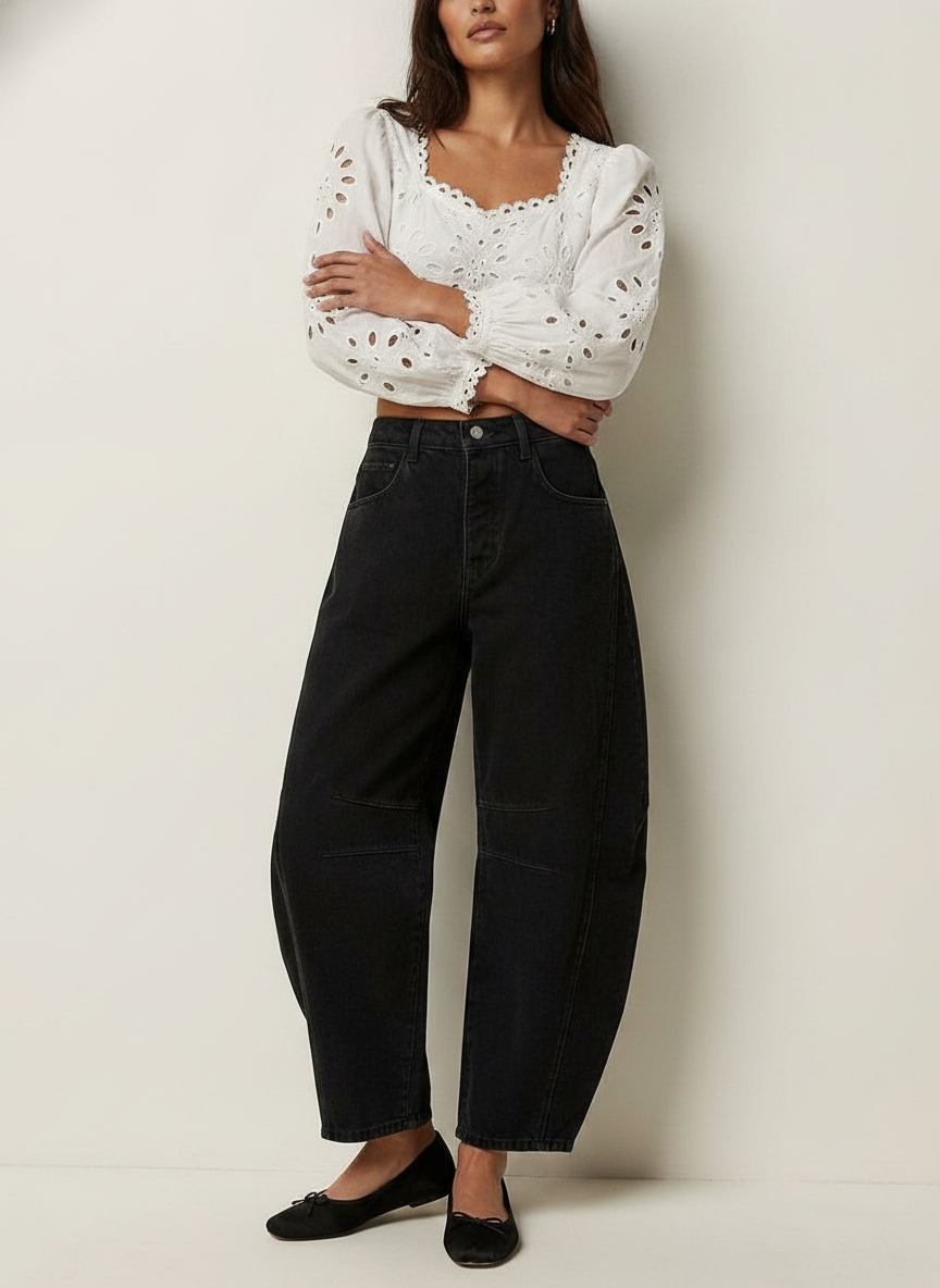 Women's Barrel Leg Jeans | Relaxed High-Waist Denim Trousers
