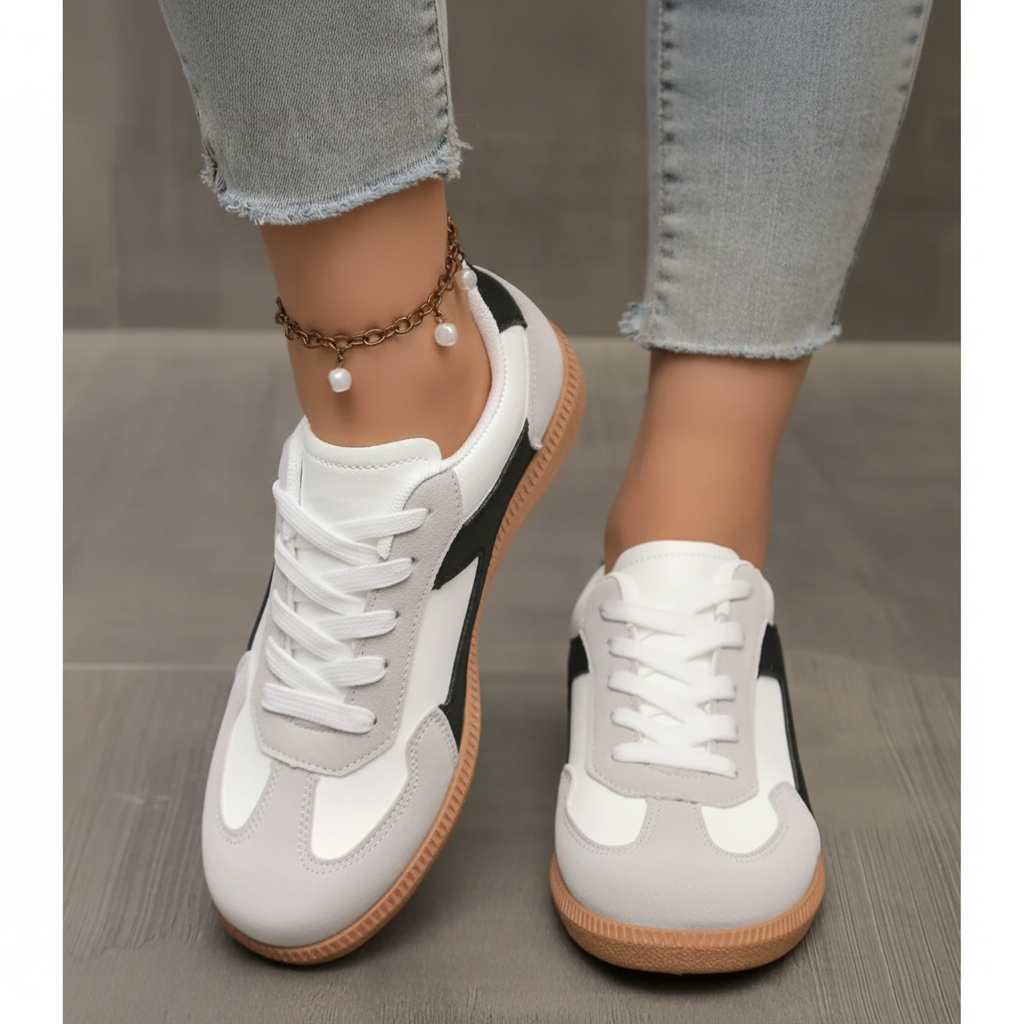 Women's Sneakers | Lace-Up Sport Shoes with Contrast Outsole